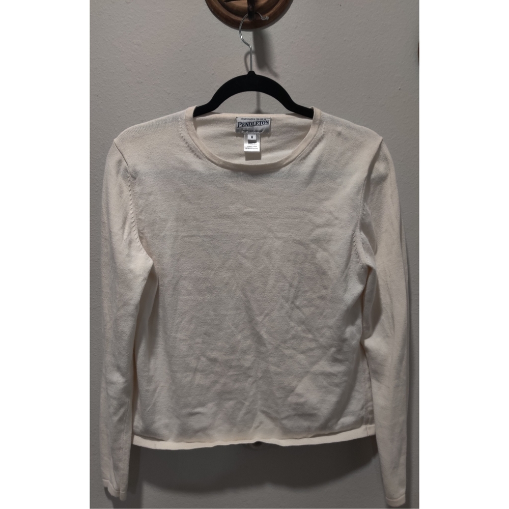 SOLD Vintage Pendleton Crop Crewneck Sweater Ivory Cream M